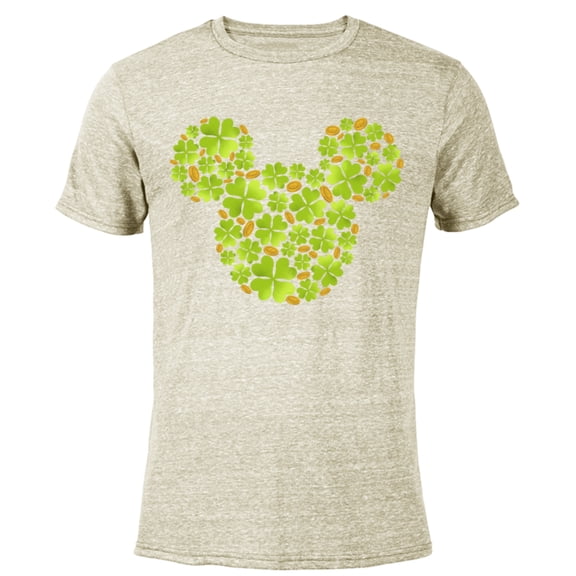 Disney Mickey Mouse Icon Lucky Shamrock St. Patrick’s Day - Short Sleeve Blended T-Shirt for Adults - Customized-Yellow