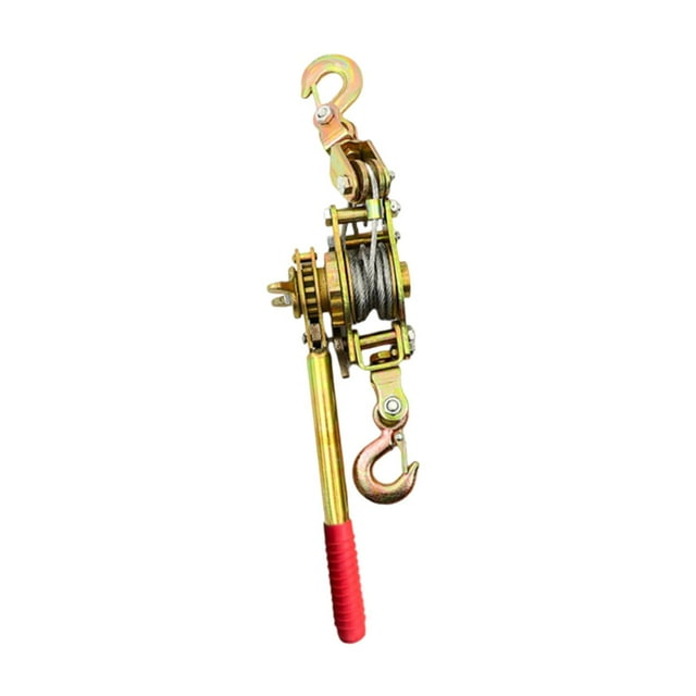 Tensor de cuerda manual de alambre de acero con 2 ganchos y engranajes reforzados, herramienta resistente para tirar de cables de acero en 2 toneladas
