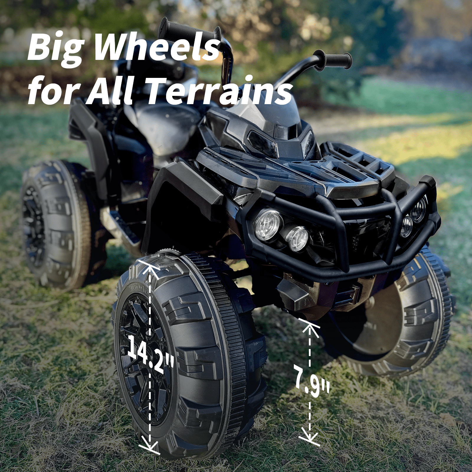 Outfunny 24V Kids 4 Wheeler, Electric ATV Quad Ride-on Toy for Big Kids Ages 3 and up, Black