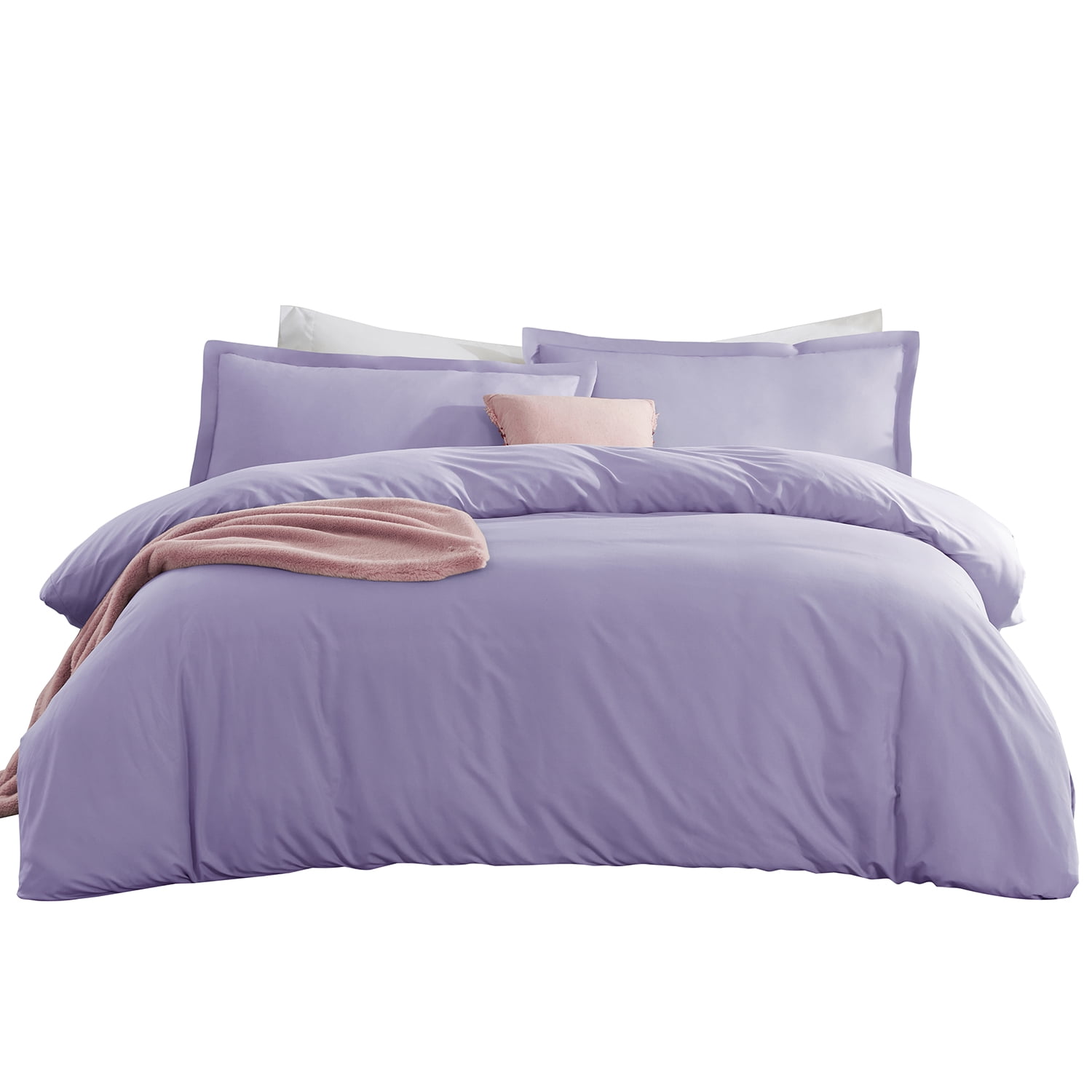 LammaLoe Duvet Cover Queen, Luxury Microfiber 3 Piece Bedding Sets with 2 Pillow Shams, Lavender