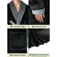 thumbnail image 2 of PAVILIA Mens Robe, Soft Robe for Men, Fleece Warm Long Bathrobe for Bath Shower Spa with Shawl Collar and Pockets, Plush Microfiber -Two Tone Black-Gray, 2 of 7