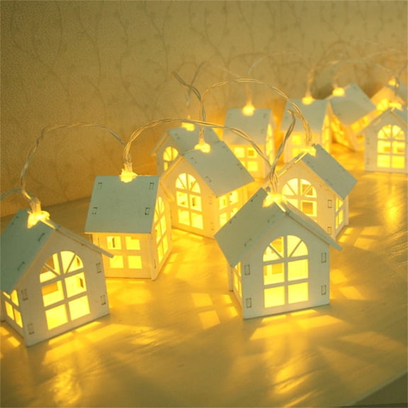 Small House Light String 1.5 Meters 10 Led Wooden House String Light Room Bedroom Decoration Usb Small Light String Christmas Decorations for Home On 2024