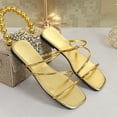 thumbnail image 6 of HAOTAGS Casual Plus Size Sandals for Women,Square Toe Flat Ankle Strap Summer Beach Shoes Gold 5.5, 6 of 9