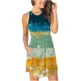 thumbnail image 3 of SMihono Robe Bohème d'Été pour Femmes Grande Taille Robe Débardeur Sans Manches pour Femmes Robe à Imprimé de Personnalité à Col Rond avec Poches, 3 of 7