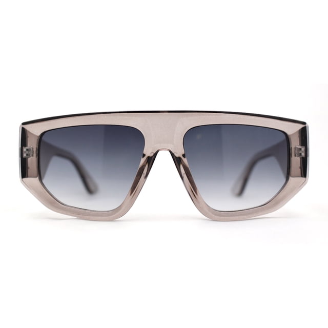 Womens Minimal Flat Top Thick Plastic Racer Sunglasses Grey Smoke