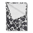 thumbnail image 2 of Floral Soft Flannel Fleece Blanket, Dark Charcoal Gardening Flowers Leaves and Swirls Modern Art Print Image, Cozy Plush for Indoor and Outdoor Use, 50" x 70", Dark Navy Blue White, by Ambesonne, 2 of 5