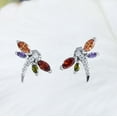 thumbnail image 3 of Unique Hawaiian Rainbow Stone Dragonfly Earring, Sterling Silver Multi-Color Stone Dragonfly Stud Earring, E9021 Valentine Birthday Mom Gift, 3 of 3