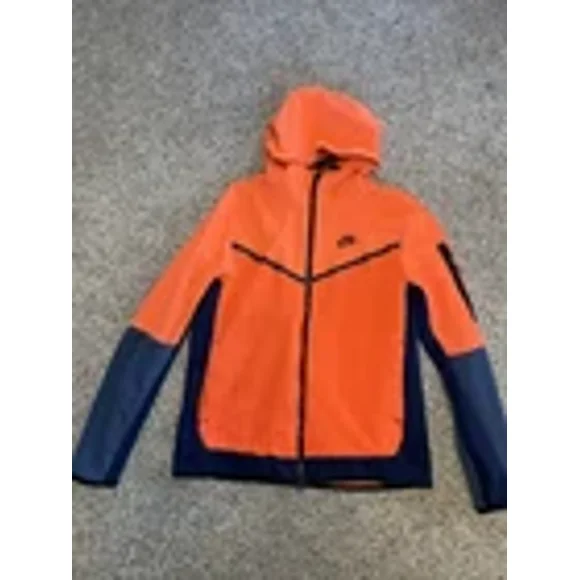 Nike Tech Fleece Windrunner Hoodie Full Zip Team Orange Navy CU4489-869 Medium
