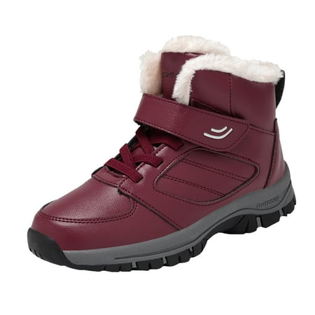 

QYZEU Pink Women Shoes Winter Hiking Shoes Women Couple Models Women S Middle Aged And Elderly High Top Warm Plus Velvet Thickening Non Slip Wear Comfortable Snow Boots Cotton Shoes
