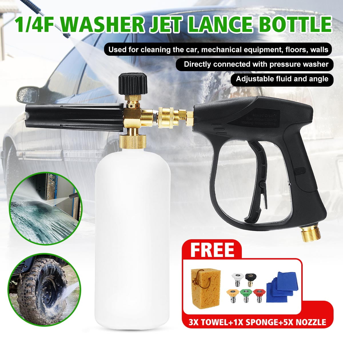 Lance Soap Bottle Sprayer For High Pressure Washer Gun Jet Car Wash 02.US Gal