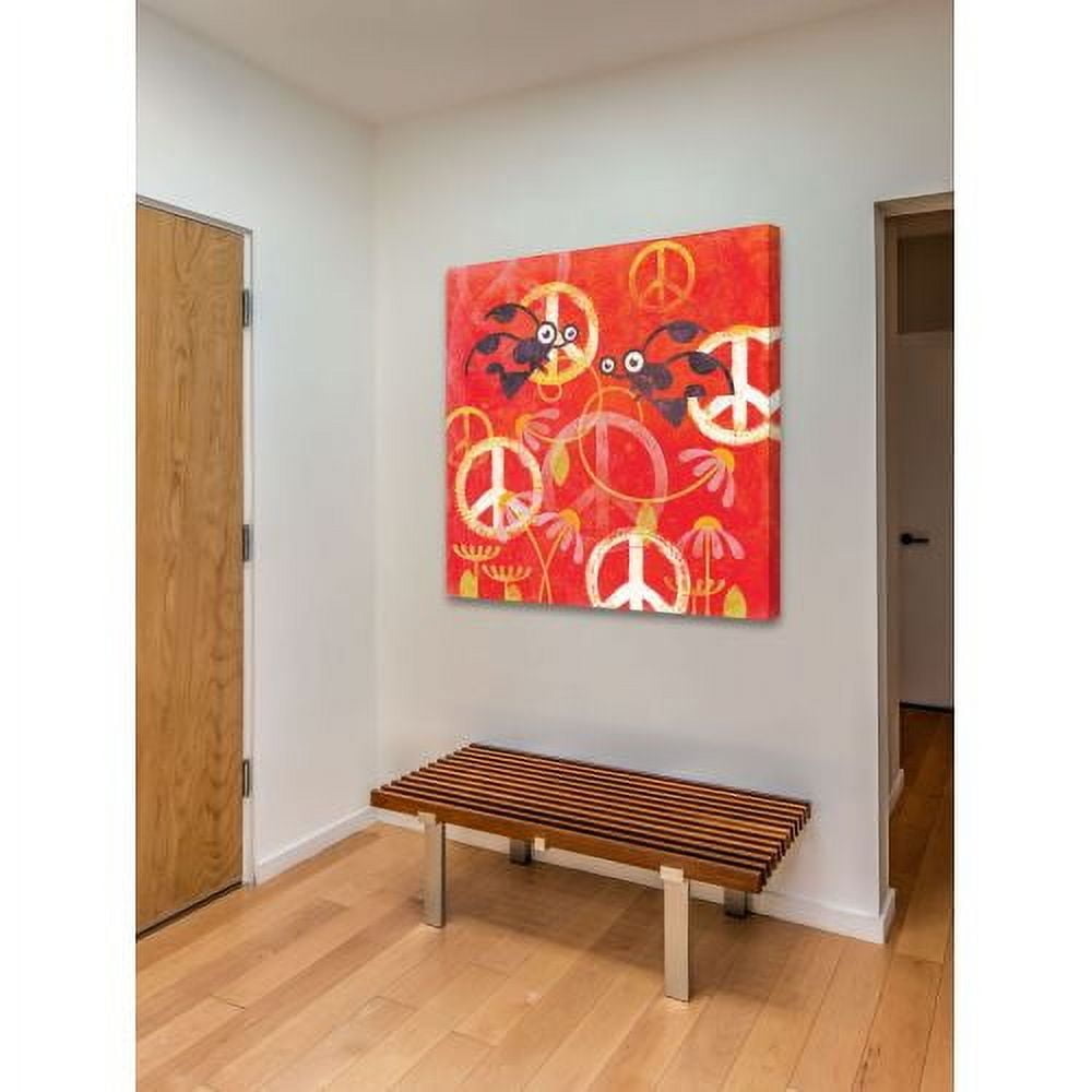 "Peace Sign Ladybugs I" Painting Print on Wrapped Canvas
