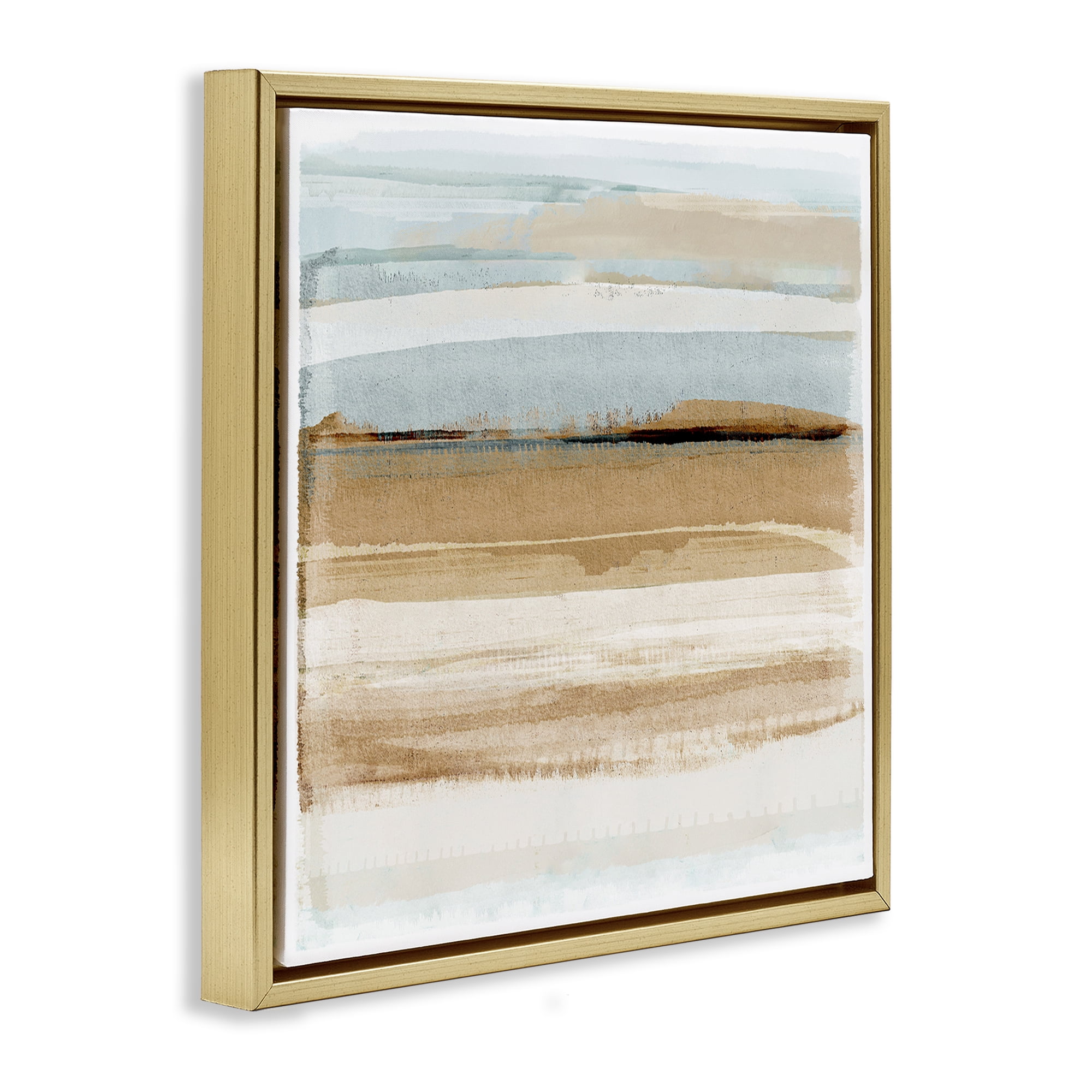 Stupell Industries Winter Sands Abstraction Abstract Painting Gold Floater Framed Canvas Art Print Wall Art, 18 x 18