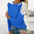 thumbnail image 2 of LYXSSBYX Long Sleeve Shirts for Women Women's Summer Casual Long Sleeve Blouse Round Neck Lace Tops T-Shirt, 2 of 5