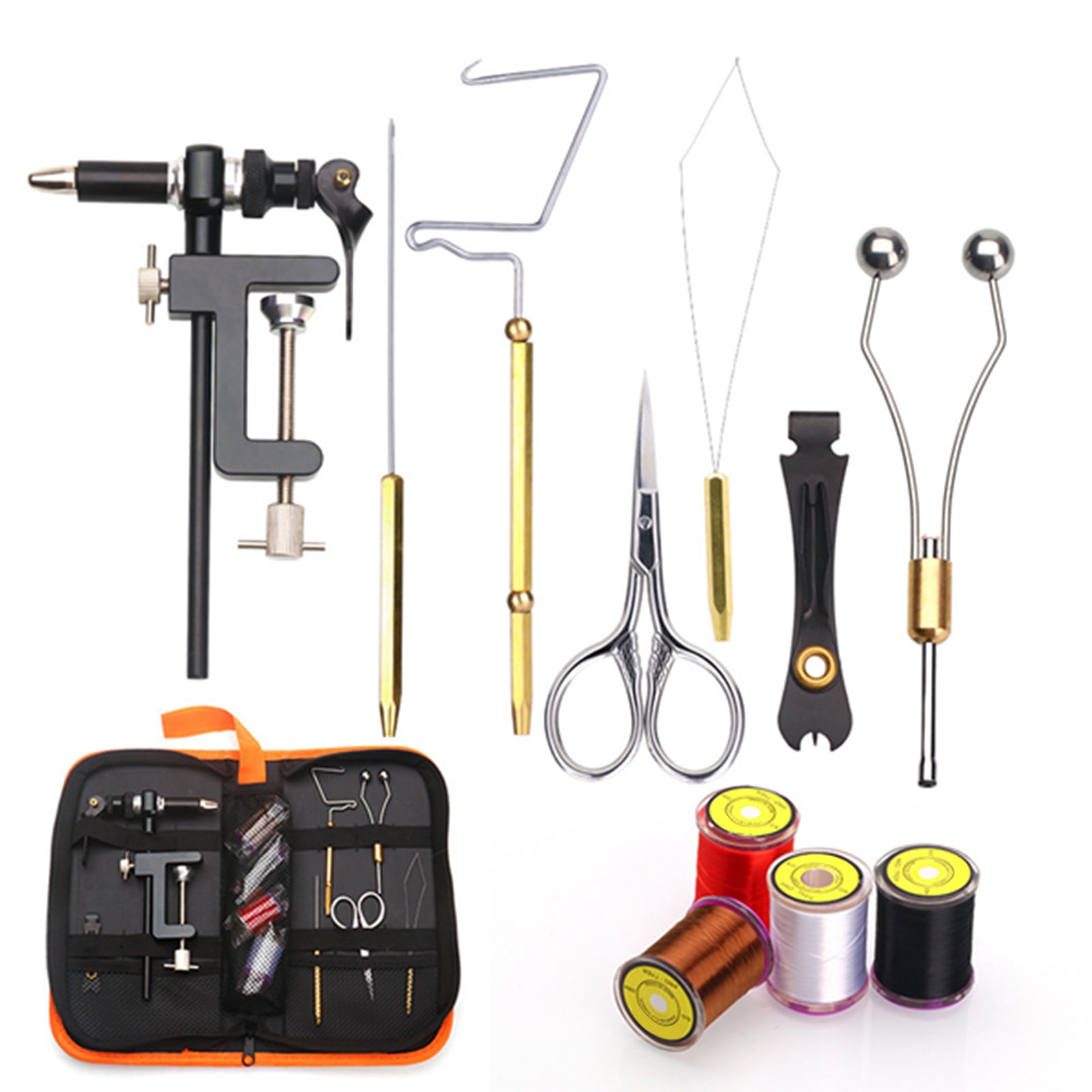 Sorven fly making kit for fly fishing Fishing Fly Tying Tools Kit with Fly Tying Threader Needle Whip Finisher Scissors Fly Tying Kits for Flying Fishing Professionals Beginners