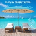 thumbnail image 6 of Simenmax 15FT Outdoor Patio Umbrella with Base - Extra Large Rectangle Sunshade Umbrella, Waterproof & UV Resistant,Khaki, 6 of 8