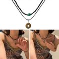 thumbnail image 1 of Small Round Peace Buckle Bead Pendant Necklace Simple Jewelry Vintage Clavicle Chain Fashion Layered Choker Necklace, 1 of 5