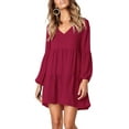Women Summer Tunic Dress V Neck Casual Loose Flowy Swing Shift Dresses