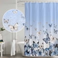 thumbnail image 4 of Blue Butterflies Shower Curtain Set - Extra Long 72" x 96" Washable Bathtub Curtain with 12 Hooks, Elegant Pastoral Watercolor Waterproof Fabric Stall Shower Curtains for Bathroom/Bathtub Décor, 4 of 6