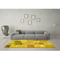 thumbnail image 3 of Ahgly Company Indoor Round Patchwork Yellow Transitional Area Rugs, 7' Round, 3 of 4