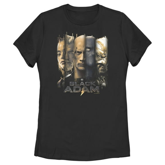 Women's Black Adam Faces of Justice Graphic Tee Black Medium