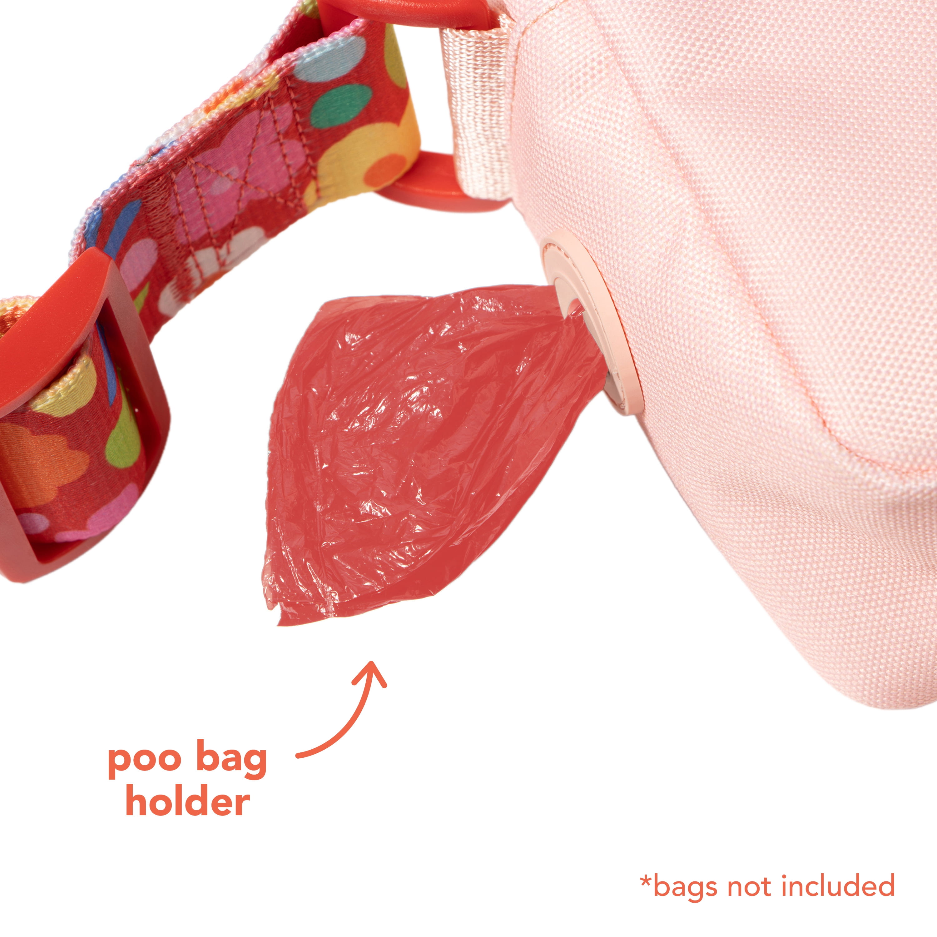 Oodles Pink Floral Print Cross-Body Pet Waste Bag Carrier with Removable Strap, One Size