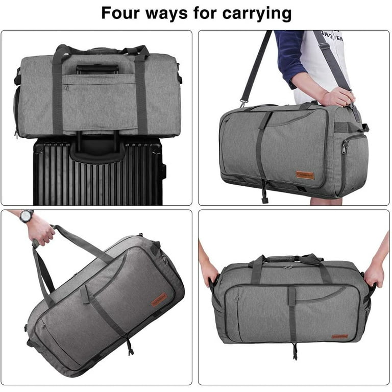 Canway 65L Travel Duffel Bag, Foldable Weekender Bag with Shoes Compartment  for Men Women Water-proof & Tear Resistant