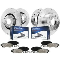 Detroit Axle - Brake Kit for 15-21 VW Passat, 12.28 inch Front and 10.70" Rear Drilled & Slotted Disc Brake Rotors Ceramic Brake Pads 2015 2016 2017 2018 2019 2020 2021 Replacement
