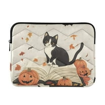 FORMRS 13-13.3 inch Laptop Sleeve Case Soft Carrying Quilted Computer Bag Cover, Gray Cartoon Halloween Cat