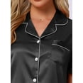 thumbnail image 4 of DARING DIVA Silky Short Sleeve Shorts Button Down  Satin Pajamas Set S Black, 4 of 6