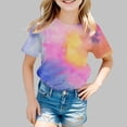 thumbnail image 2 of TZEWGL T-Shirts pour Enfants Imprimé Teinture sur Nœuds Manches Courtes Col Rond pour Filles Garçons Taille 6-7T, 2 of 4