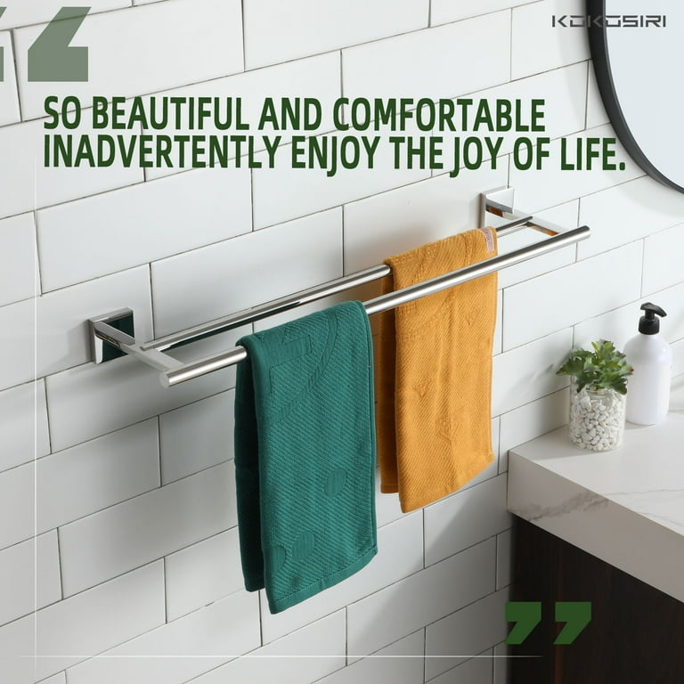 KOKOSIRI Bathroom 24 Inch Towel Bars Double Bath Towel Holders Wall Mount Polished Chrome B5005CH L24