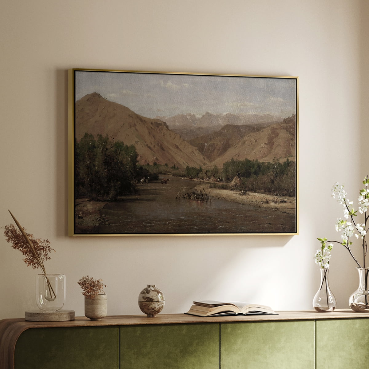 Vintage Landscape-CCXXVI By Wexford Home Framed in Gold Wood Gallery Wrapped Canvas 27 in. x 41 in.