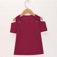 thumbnail image 4 of Mercatoo Girls Cold Shoulder T-Shirt Hollow Out Eyelet Tunic Blouse Tween Girls Trendy Going Out Blouses Cute T-Shirt Summer Tops, 4 of 8
