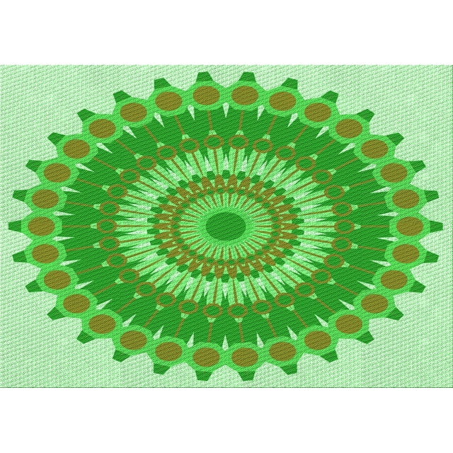 Ahgly Company Machine Washable Indoor Rectangle Transitional Jade Green Area Rugs, 8' x 10'