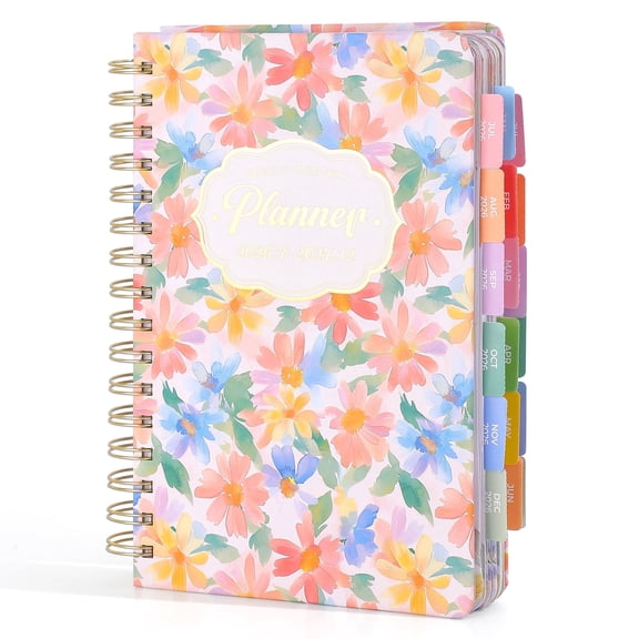 Planner 2026-2027, Floral 18 Months Academic Daily Weekly Monthly Planner Yearly Agenda July. 2026–Dec. 2027, 5.58" x 6.3", Month Tabs, Pocket Folder, Bookmark, Stickers,Ruler with Sticky Note Set