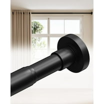 Adjustable tension curtain rods no drilling, heavy duty 66 to 120 inches, black, for patio, bedroom, living room, outdoor curtains, window treatments