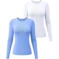 thumbnail image 1 of ORUYROP T-Shirts à Manches Longues 2 Pcs pour Femmes, Col Ras du Cou, Extensibles, Ajustés, Couche sous-Blouse, 1 of 6