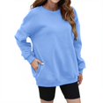 thumbnail image 2 of Sweaters For Women Casual Long Sleeve Crewneck Soft Comfy Loose Fit Pullover Sweatshirt Top For Everyday Wear Black Polyester And Cotton Blue Size S-2Xl Oversized Sweaters For Women, 2 of 7