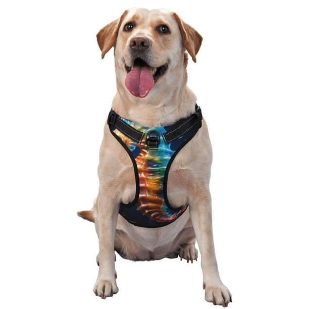 Balery Yellow Fish Seahorse Arnés para Perros Grandes Antitirones, Arnés con Correa para Gato, Arnés Tipo Chaleco para Perros Pequeños-Small