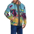 thumbnail image 2 of Goofa Pop Art Colorful Cows Pattern Mens Full-zip Hoodie, Zip-up Pullover Hooded Sweatshirt, Kangaroo Pocket Hoodie Ideal for Daily Wear, Travel, and Home-Small, 2 of 5