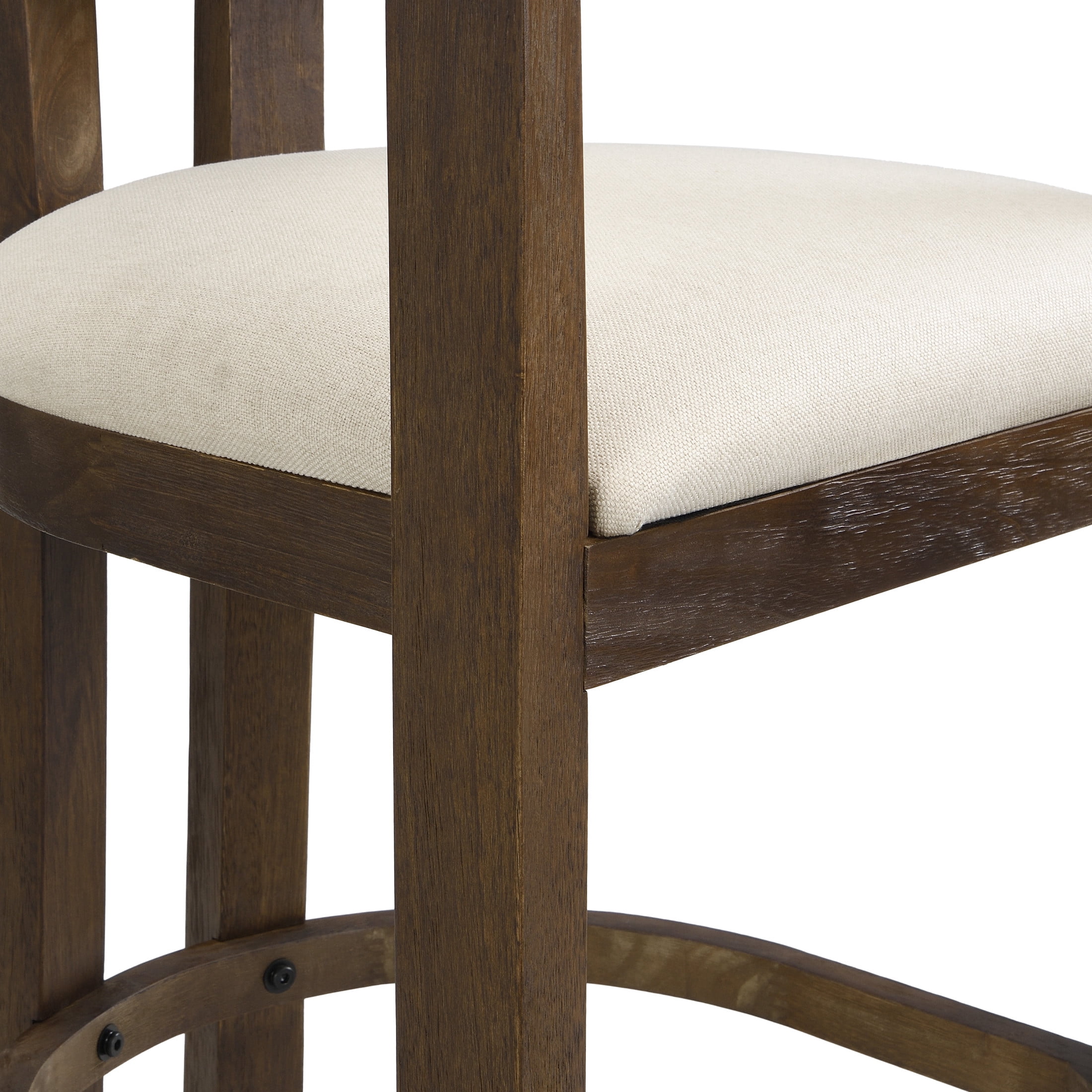 Christopher Knight Home Minimalist Upholstered Bar Stools with Curved Backrest, Solid Wood Frame, Walnut, Set of 2