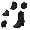 thumbnail image 4 of Bottes de Combat à Talons Hauts pour Femmes, Robe d'Automne, Mode, Cuir, Bout Pointu, Talon Épais, à Lacets, Mi-Mollet, Courtes, Bottines à la Cheville pour Femmes, 4 of 6