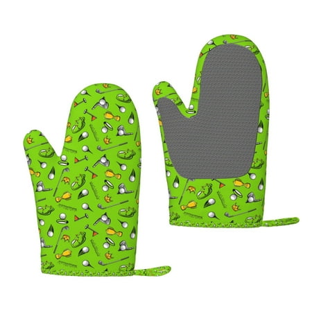 

Zeuib Golf Sport Club Print Oven Mitts Oven Gloves with Non-Slip Silicone Heat and Slip Resistant Cooking Mitt Set for Cooking and Baking (2 Count)