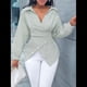 thumbnail image 4 of Blusa de Verano para Mujer, , con Rayas y Botones en la Parte Delantera, de Larga. Verde XXL, 4 of 6