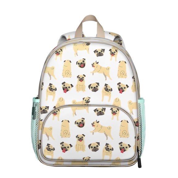 Cute Cartoon Pug Backpack Backpack for School,Cute School Bag,Schoolbag with Adjustable Shoulder Straps & Padded Back,13.8"x11.4"x6"