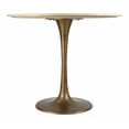 thumbnail image 2 of Modern White Marble and Burnished Gold Pedestal Bistro Table, 2 of 5
