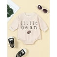 thumbnail image 3 of Infant Baby Sweatshirt Jumpsuit 3 6 12 18M Round Neck Long Sleeve Letter  Bean Print Autumn Romper, 3 of 8