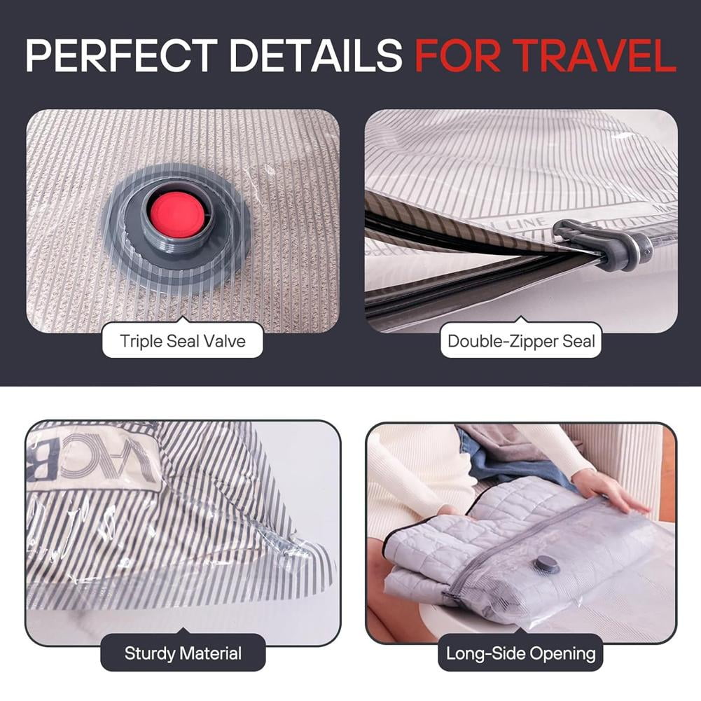 9 Pcs Travel Vacuum Storage Bags with Electric Pump, Carry-on Size Vacuum Seal Bags for Luggage and Suitcase Compression, Space Saver for Clothes and Clothing Travel