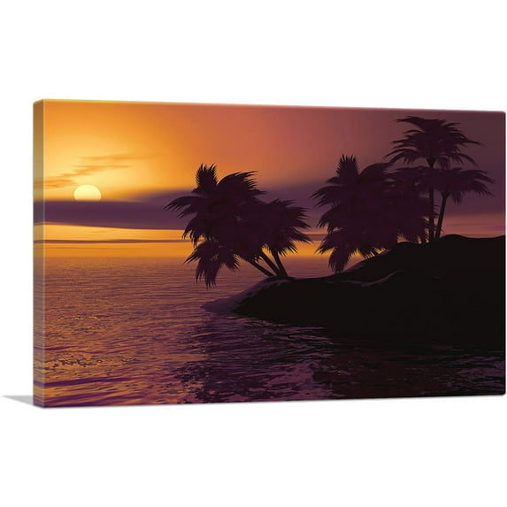 ARTCANVAS Palm Island Home Decor Rectangle Canvas Art Print - Size: 40" x 26" (0.75" Deep)