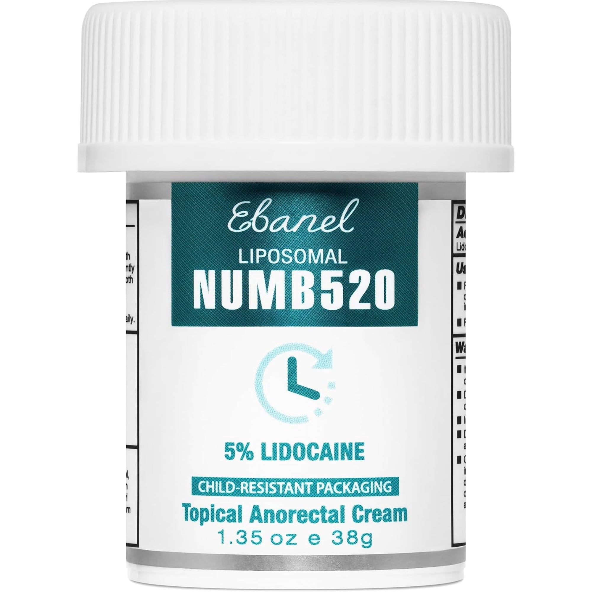 Ebanel 5% Lidocaine Numbing Cream, Pain Relief Burn Itch Numb Cream, Maximum Strength Topical Anesthetic with Allantoin, Vitamin E for Local and Anorectal Uses, Hemorrhoid Treatment, 1.35 Oz